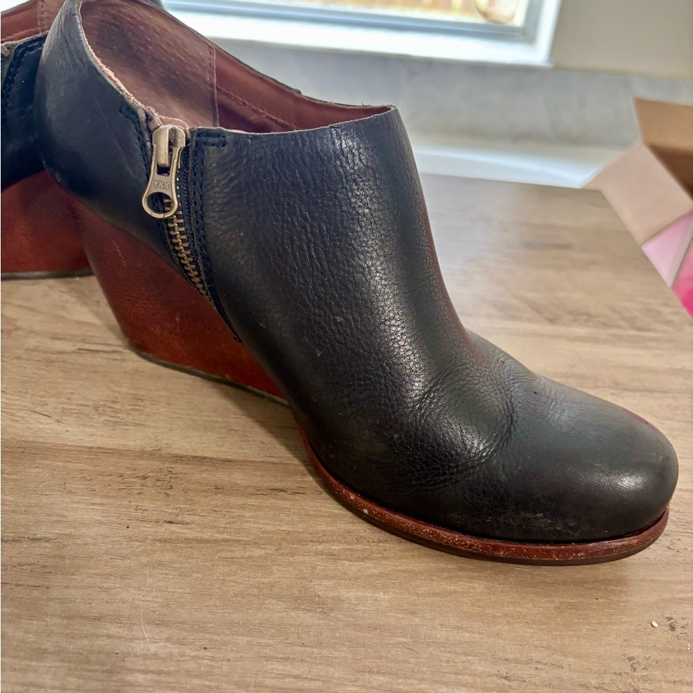 Kork-Ease Natalya Black Leather Wedge Ankle Boots - Picture 7 of 16
